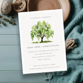 Groene Waterverf Willow Tree Couples Shower Invite Bedankkaart
