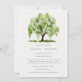 Groene Waterverf Willow Tree Vow Renewal Invite Bedankkaart (Voorkant)