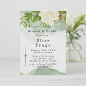 Groene Waterverf Witte rozen Brunch & Bubble Kaart (Staand voorkant)