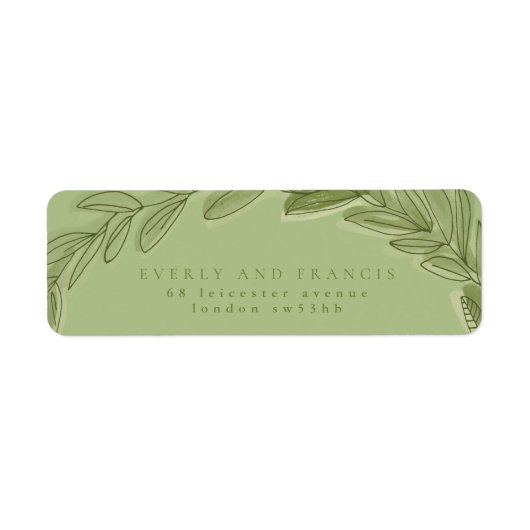 Groene Waterverf Wreater Return Address Labels (Voorkant)