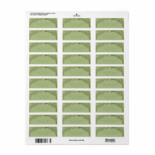 Groene Waterverf Wreater Return Address Labels (Full Sheet)