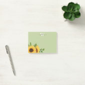 Groene Waterverf Zonnebloem met Monogram Post-it® Notes (Kantoor)