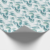 Groene waterverfbladeren op wit cadeaupapier (Hoek)