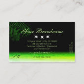 Groene Waterverven Palm Leaves Diamonds Monogram Visitekaartje (Achterkant)