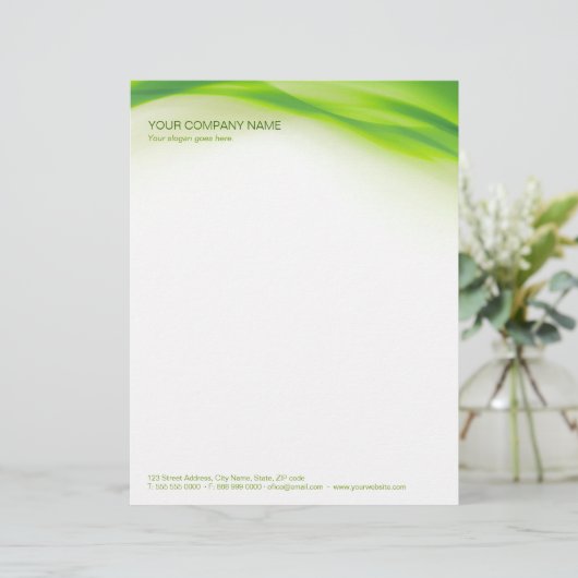 Groene Wave-briefhead Briefhoofd Sjabloon (Staand voorkant)