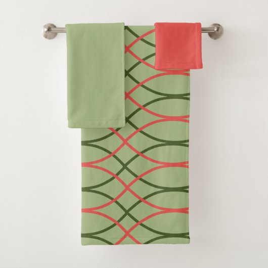Groene Waves Bath Towel Set Bad Handdoek (Insitu)