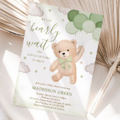 Groene We Can Bearly Wait Baby Shower Kaart