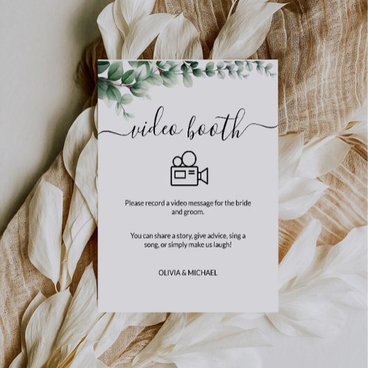 Groene Wedding Video Booth Sign, eigentijds Reclamebord Met Voetstuk