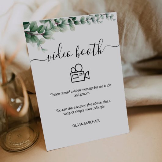 Groene Wedding Video Booth Sign, eigentijds Reclamebord Met Voetstuk