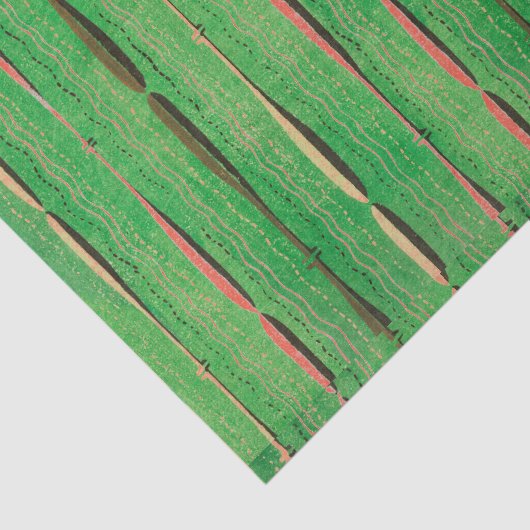 GROENE WEEFSELPAPIER JAPANESE WOODBLOCK PATTERN TISSUEPAPIER (Detail)