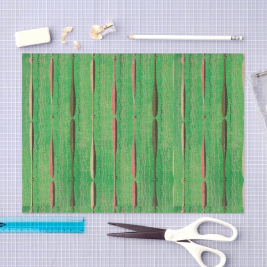 GROENE WEEFSELPAPIER JAPANESE WOODBLOCK PATTERN TISSUEPAPIER (Craft)