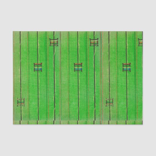 GROENE WEEFSELPAPIER JAPANESE WOODBLOCK PATTERN TISSUEPAPIER (Voorkant)