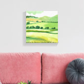 Groene Weelderige Heuvel | Natuur Waterverf Canvas Afdruk (Insitu (Woonkamer))