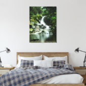 Groene Weelderige Rustige Waterval Indonesië Lands Canvas Afdruk (Insitu (Slaapkamer))