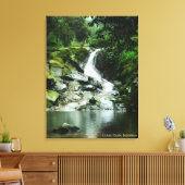 Groene Weelderige Rustige Waterval Indonesië Lands Canvas Afdruk (Insitu (Woonkamer))