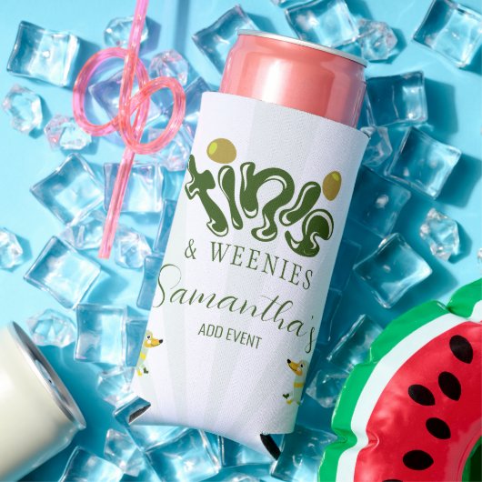 Groene Weenies & Tinis Grappig Martini Verjaardags Seltzer Blikjeskoeler (Insitu Zomer)