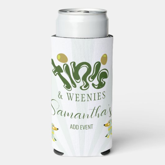Groene Weenies & Tinis Grappig Martini Verjaardags Seltzer Blikjeskoeler (Seltzer Achterkant)