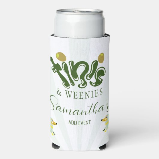Groene Weenies & Tinis Grappig Martini Verjaardags Seltzer Blikjeskoeler (Seltzer Voorkant)