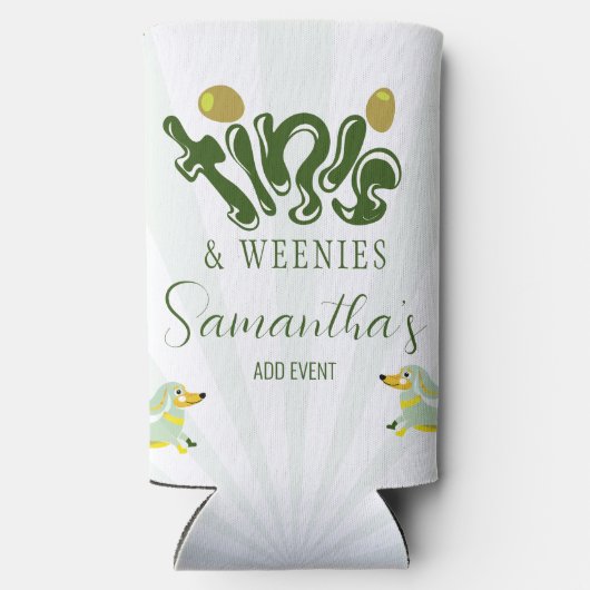 Groene Weenies & Tinis Grappig Martini Verjaardags Seltzer Blikjeskoeler (Achterkant)