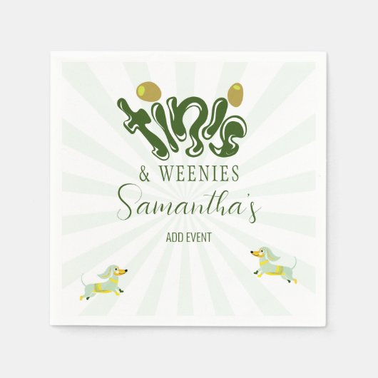 Groene Weenies & Tinis Grappig Martini Verjaardags Servet (Voorkant)