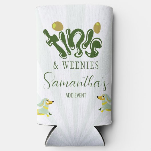 Groene Weenies & Tinis Grappige Martini Verjaardag Seltzer Blikjeskoeler (Voorkant)