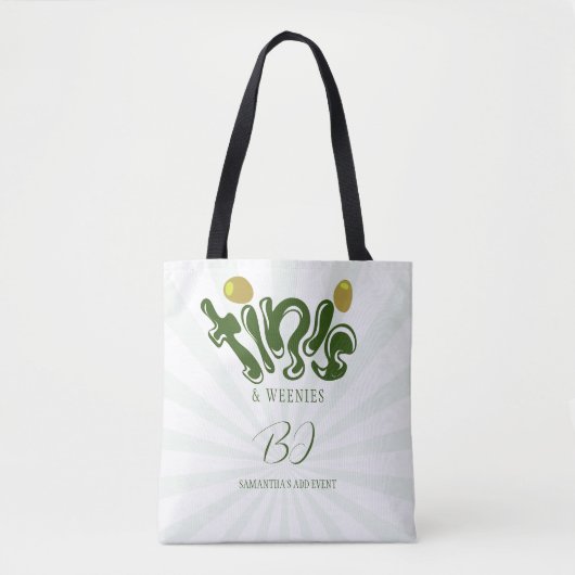 Groene Weenies & Tinis Grappige Martini Verjaardag Tote Bag (Voorkant)