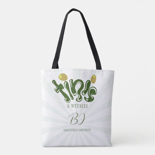 Groene Weenies & Tinis Grappige Martini Verjaardag Tote Bag (Achterkant)