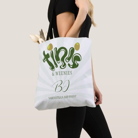 Groene Weenies & Tinis Grappige Martini Verjaardag Tote Bag (Dichtbij)