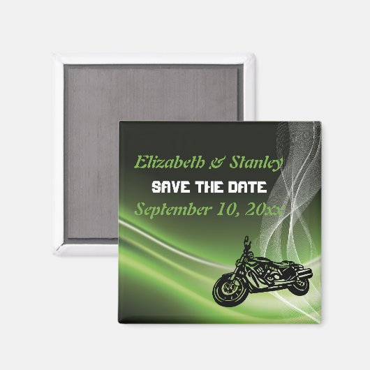 Groene weg fietser/motorcycle bruiloft Save the Da Magneet (Voorkant / Achterkant)