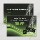 Groene weg fietser/motorfiets bruiloft RSVP reacti Kaartje (Voorkant / Achterkant)