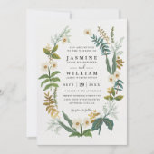 Groene weide garlan bloemencode bruiloft kaart (Voorkant)