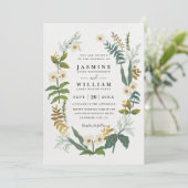 Groene weide garlan bloemencode bruiloft kaart (Staand voorkant)