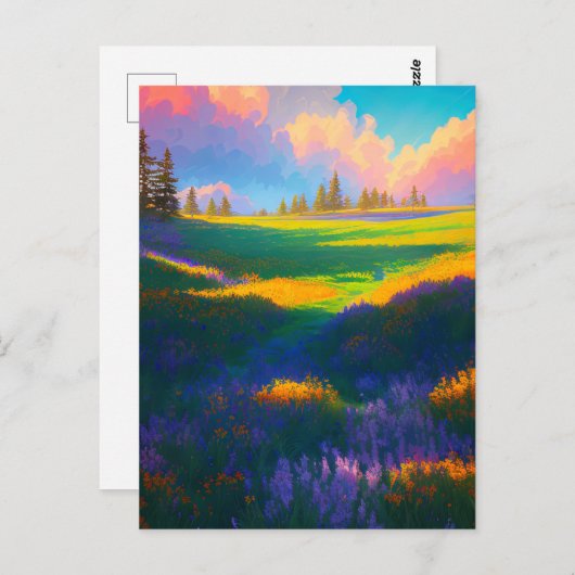 Groene weide in Charmant Zomerlicht Briefkaart (Voorkant / Achterkant)