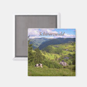 groene weiden en een koe met panorama uitzicht magneet (Voorkant / Achterkant)