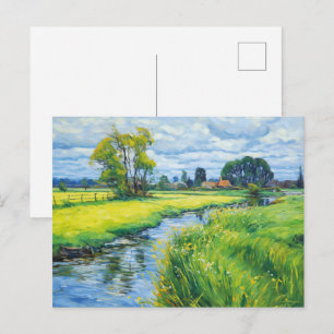 Groene weiden langs de Havel-rivier Briefkaart