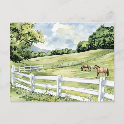 Groene Weiden Ranch Paarden Briefkaart (Voorkant)