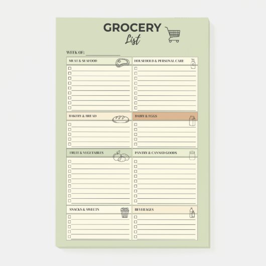 Groene Wekelijkse Boodschappenlijst - Post-it® Notes (Voorkant)