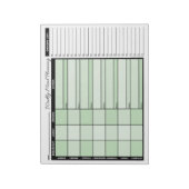 Groene Wekelijkse Meal Planner met Grocery List Notitieblok (Linkerzijde)