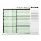 Groene Wekelijkse Meal Planner met Grocery List Notitieblok (Voorkant)