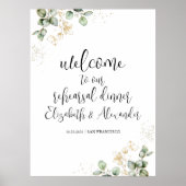 Groene Welkom Bord Voor Oefendiner Trouwfeest Poster (Voorkant)