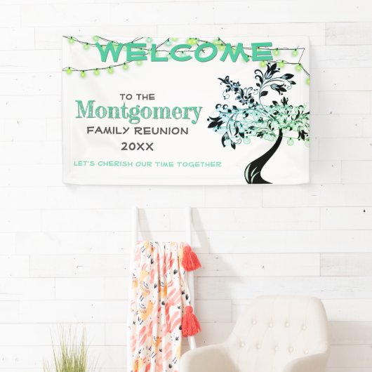 Groene welkome familie reünie Firefly Lights Spandoek (Insitu)