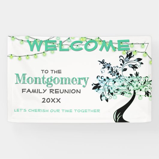 Groene welkome familie reünie Firefly Lights Spandoek (Horizontaal)