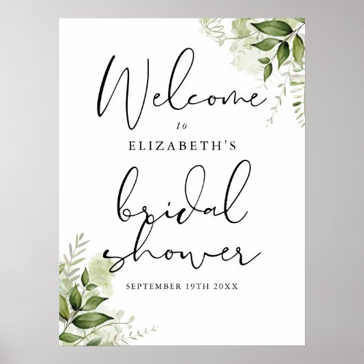 Groene Welkomstkaart voor Bruidsdouche Poster (Voorkant)