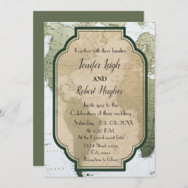  Groene wereld reizen thema bruiloft Kaart