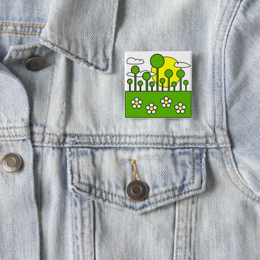 Groene wereld vierkante button 5,1 cm (In situ)