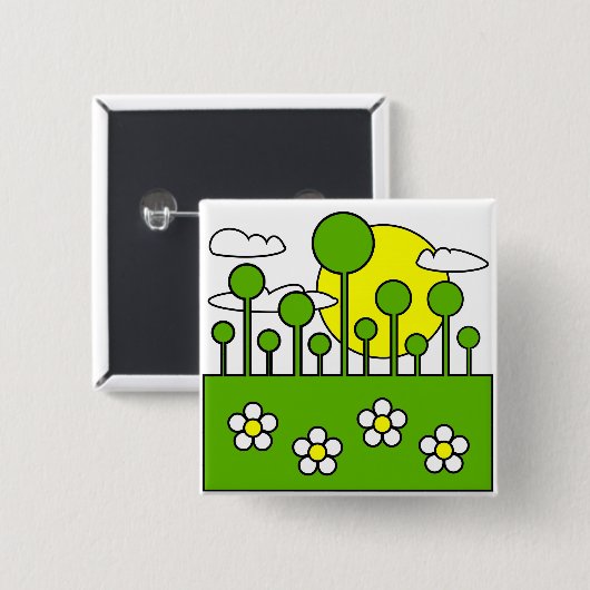 Groene wereld vierkante button 5,1 cm (Voorkant /achterkant)