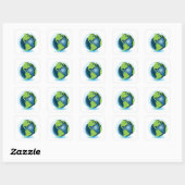 Groene Wereldbol Vierkante Sticker (Vel)