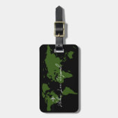 Groene Wereldkaart met naam om bagage te identific Bagagelabel (Voorkant verticaal)