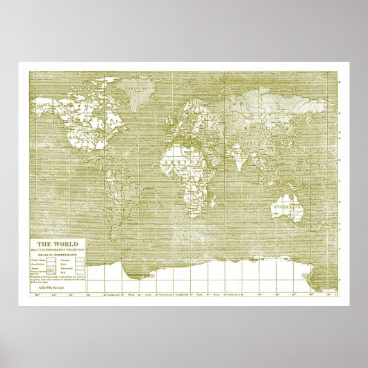 groene Wereldkaart Poster (Voorkant)