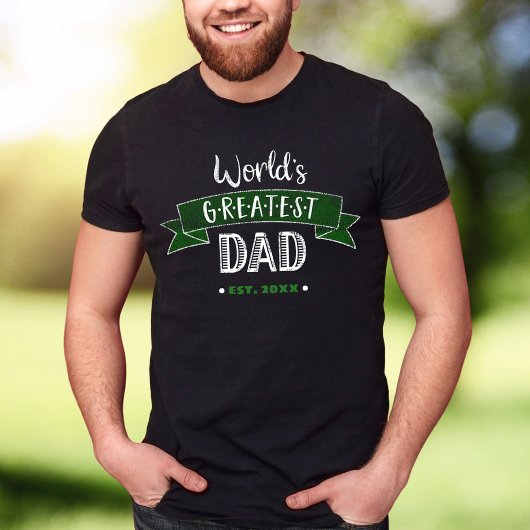 Groene Werelds Beste Papa Typografie Met Afstandse T-shirt